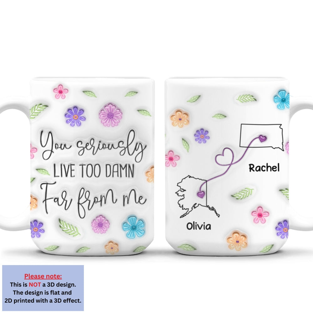 Custom Best Friend, Christmas & Birthday Friendship Keepsake Gift • Wish You Lived Much Closer - Personalized 3D Inflated Effect Mug