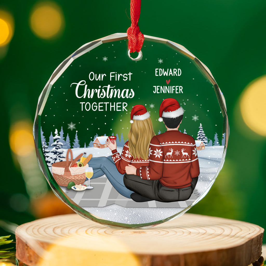 Custom Keepsake Christmas Ornament •  Our First Year - Personalized Glass Ornament