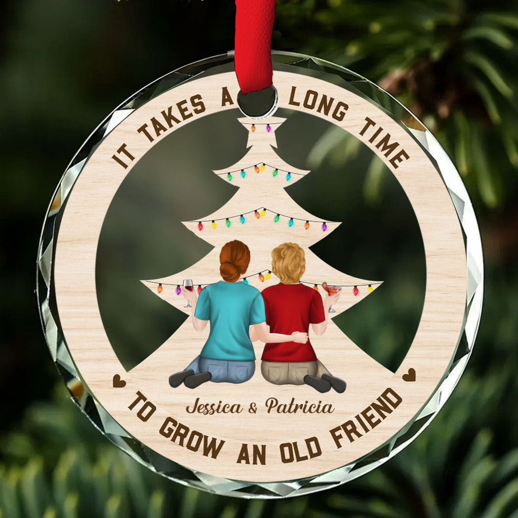 Custom Friendship Christmas Ornament, Best Friend Gift •  Grow An Old Friend - Personalized Glass Ornament