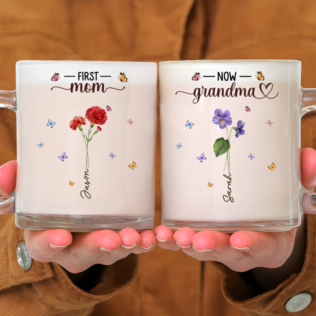 Custom Christmas & Birthday Gift For Grandma • Grandma Birthmonth Flower - Personalized Glass Mug