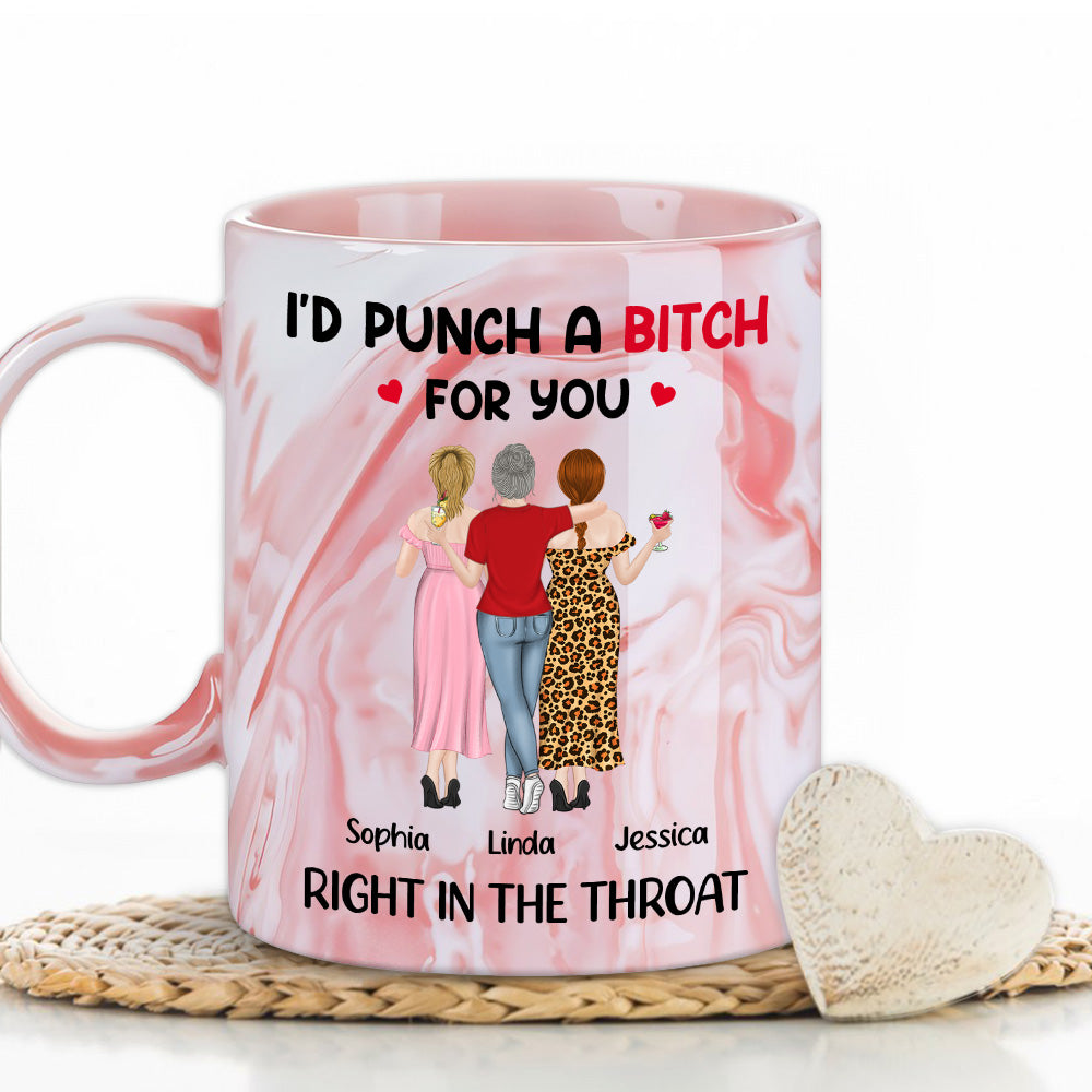 Custom Best Friend, Christmas & Birthday Friendship Keepsake Gift • Right In The Throat - Personalized Pink Marble Mug
