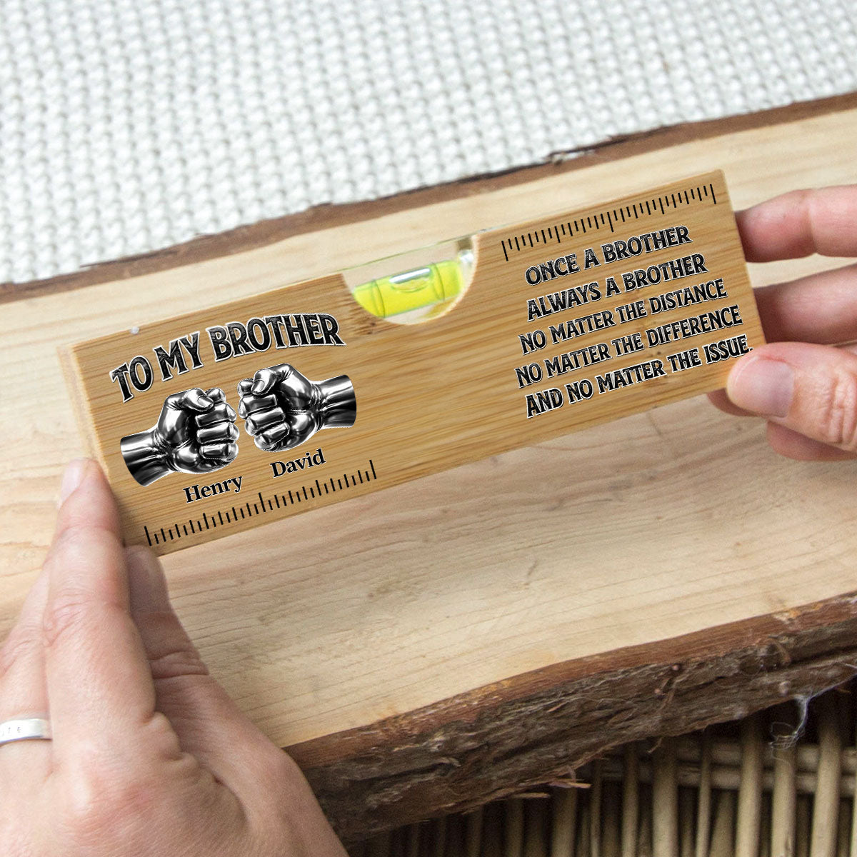 Once A Brother And Always A Brother - Personalized Wooden Spirit Level Bottle Opener