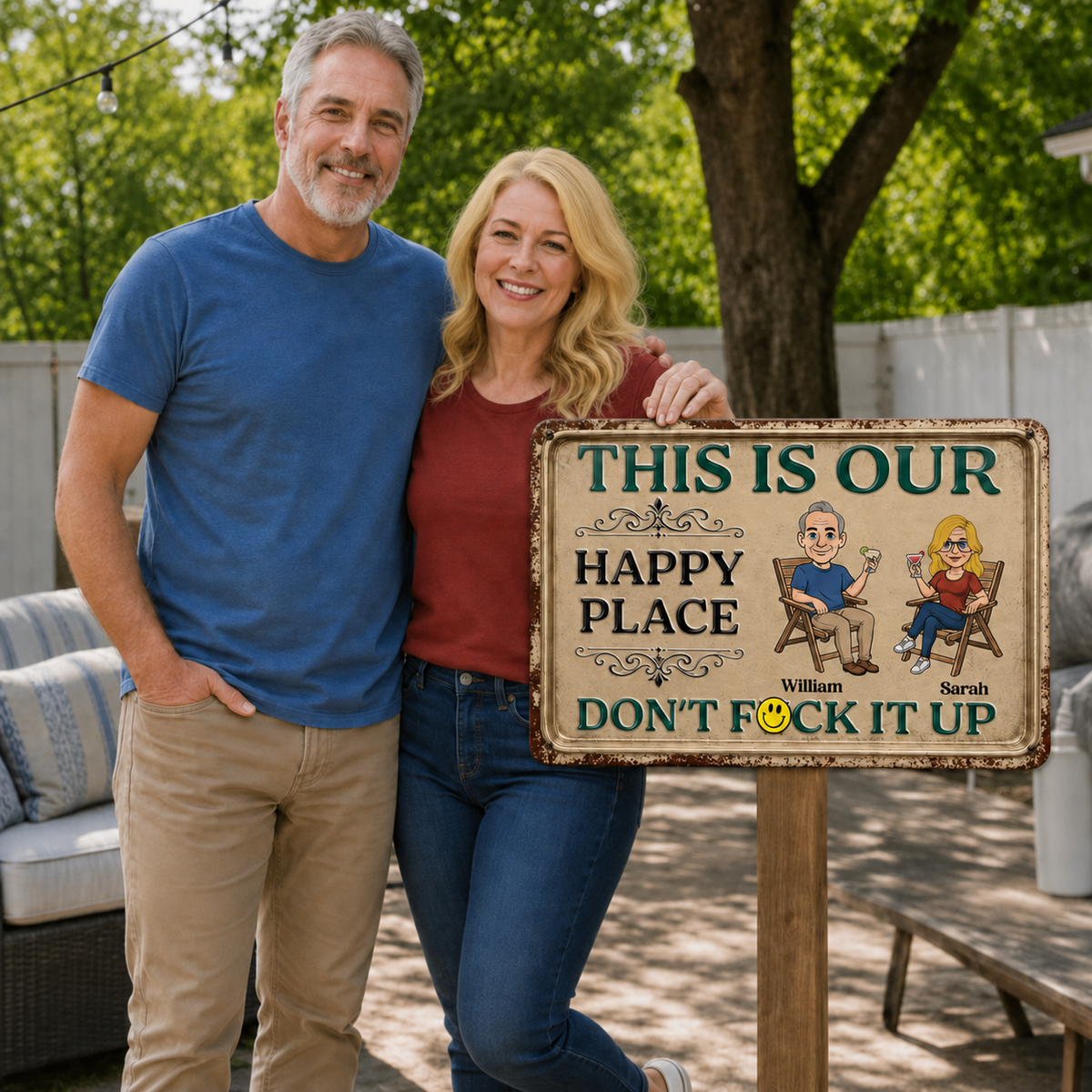 Custom Family Summer Backyard, Patio & Porch Decor • Our Private Place - Personalized Metal Sign