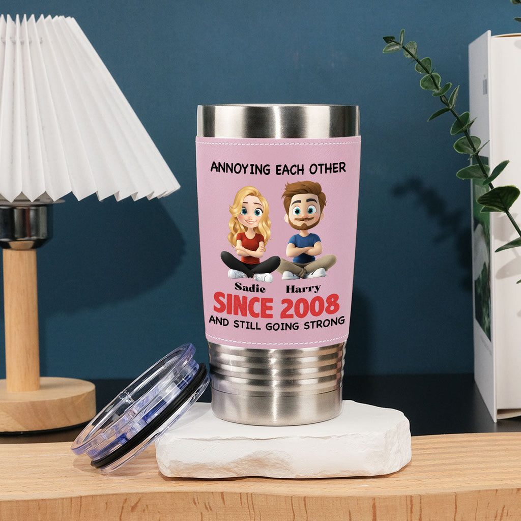 Custom Christmas Anniversary Gifts For Wife • Together Forever - Personalized Pink Leather Tumbler