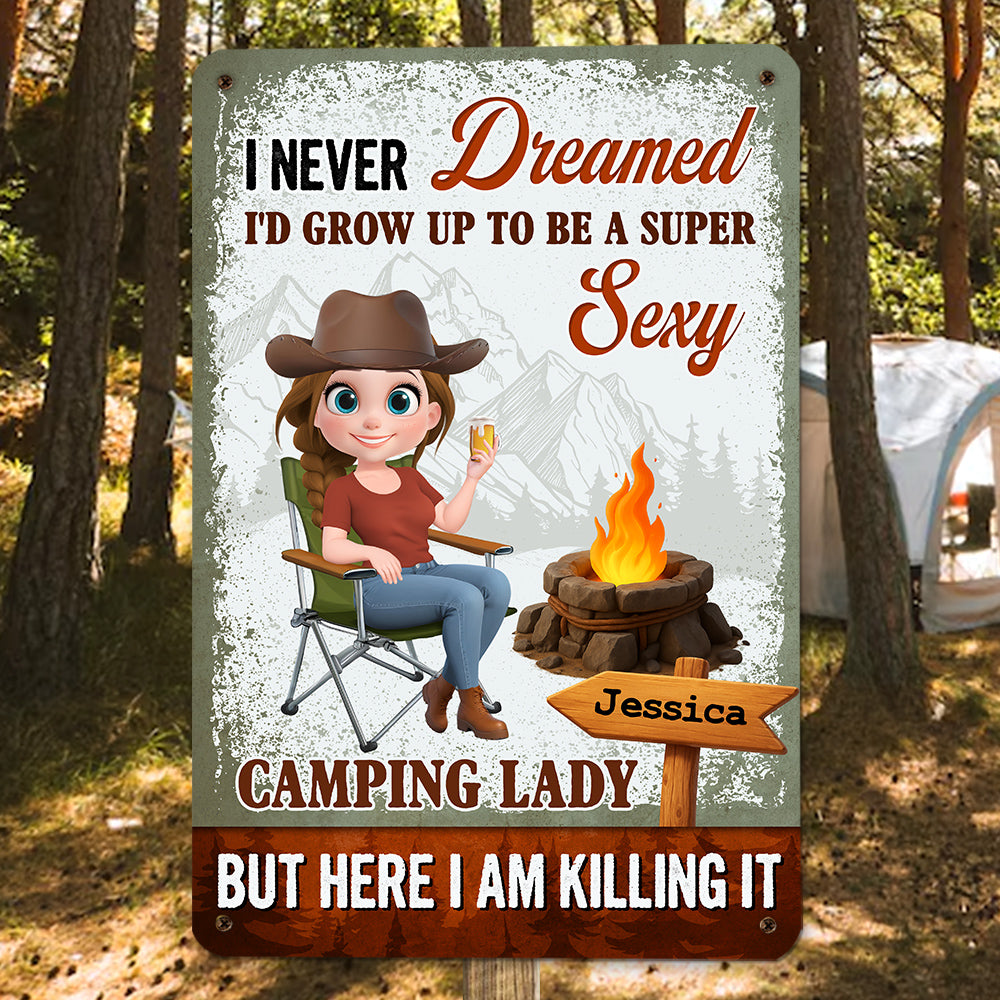 Custom Home & Wall Decor, Birthday & Christmas Gift • Just Crushing This Camping Life - Personalized Metal Sign