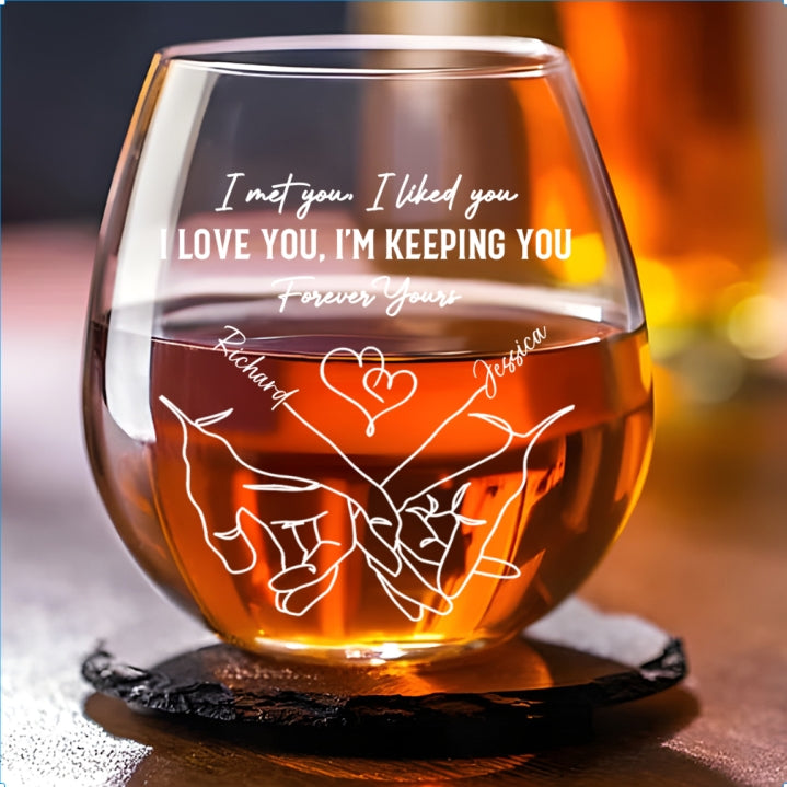 The Day I Met You - Personalized Wine Glass