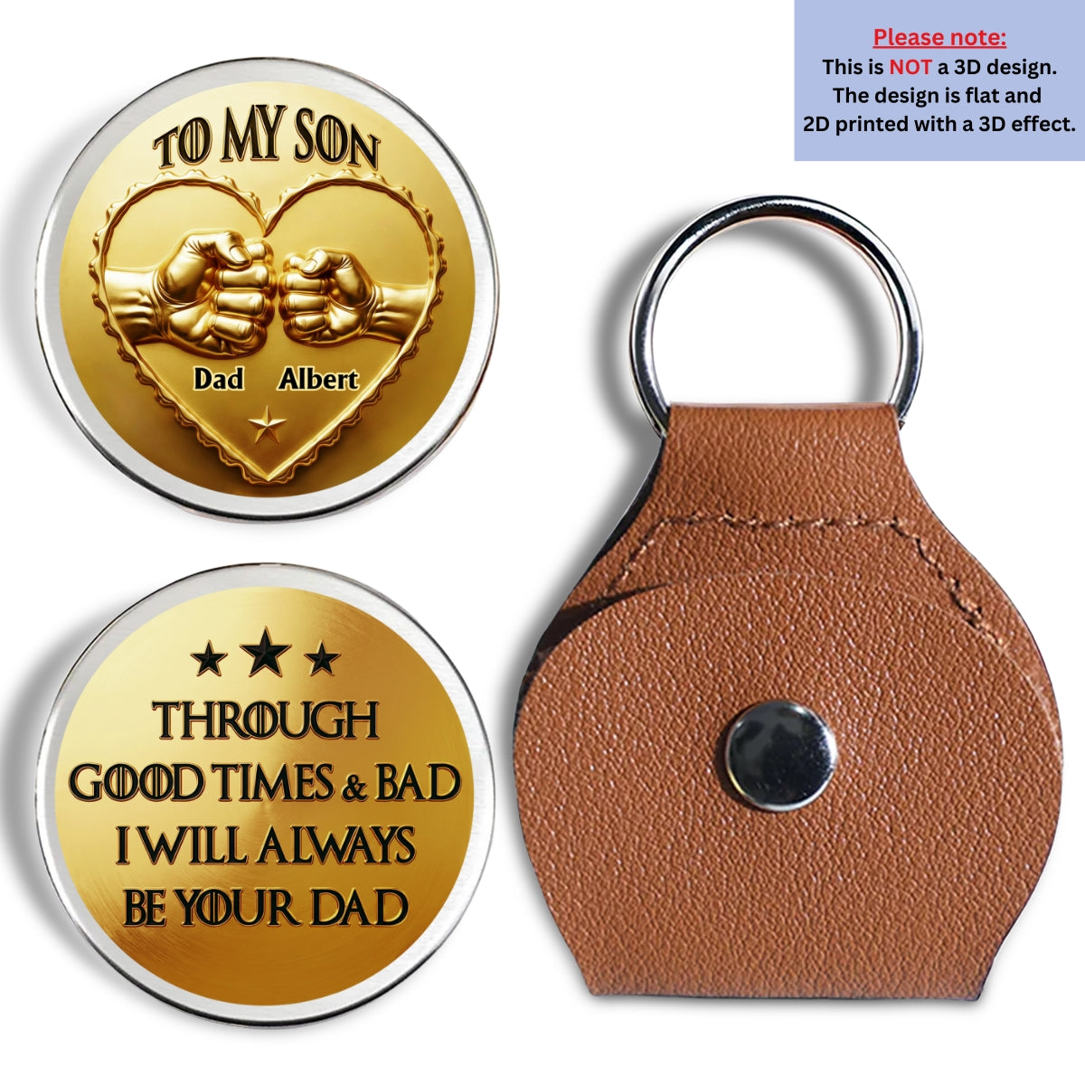 Custom Coin Keychain for Son, Father's Day Birthday Gifts • Always Your Dad - Personalized Pocket Hug