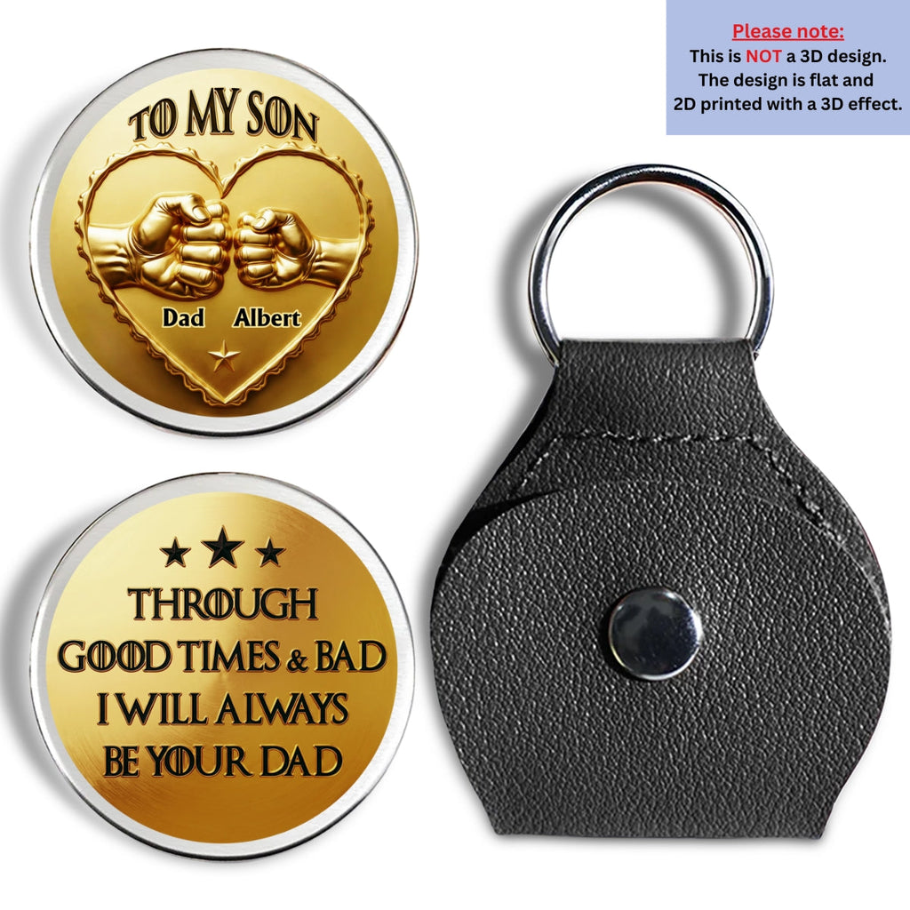 Custom Coin Keychain for Son, Father's Day Birthday Gifts • Always Your Dad - Personalized Pocket Hug