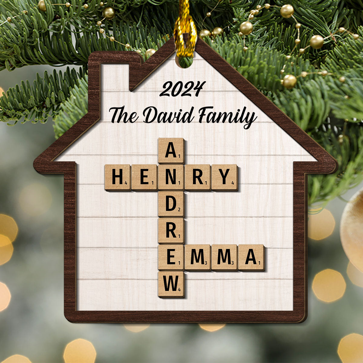 Custom Family Ornament, Christmas Gift for Family Members •  Happy Family - Personalized Freeshape 2-Layered Wood Ornament