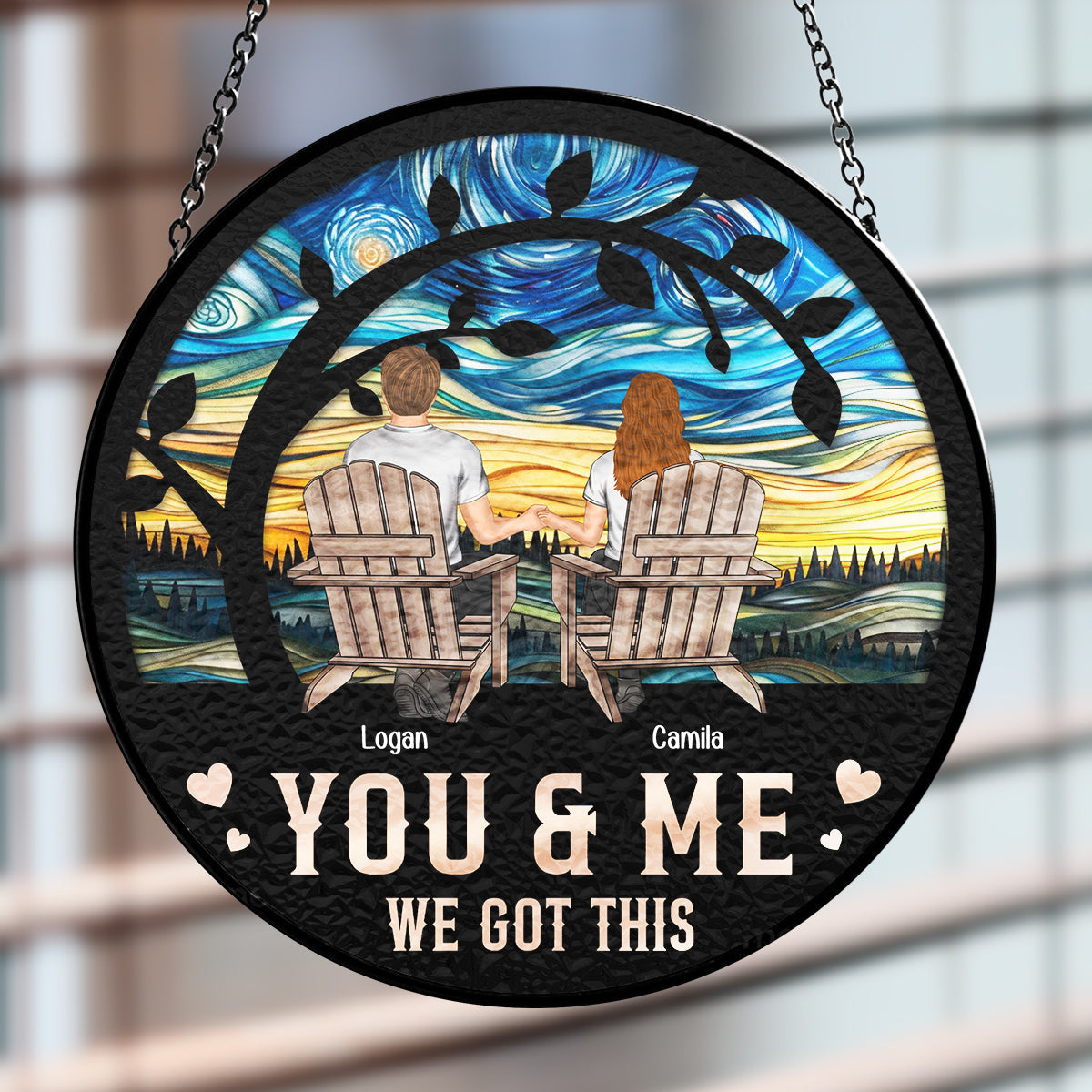 Custom Couple Hanging Decor, Anniversary Valentine's Day Gifts • You & Me We Got This - Personalized Window Hanging Suncatcher