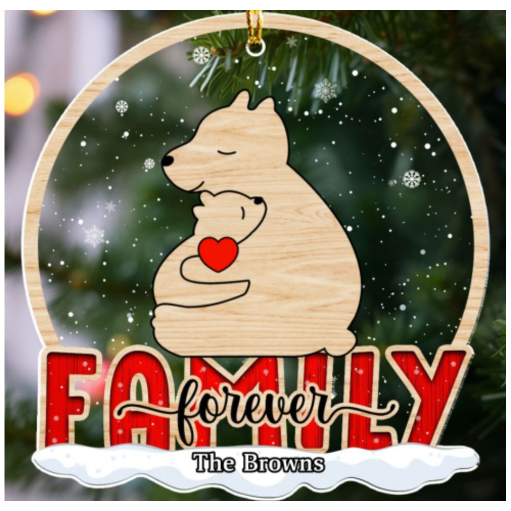 Custom Family Ornament, Christmas Gift for Family Members •  Bear Family - Personalized Acrylic Ornament