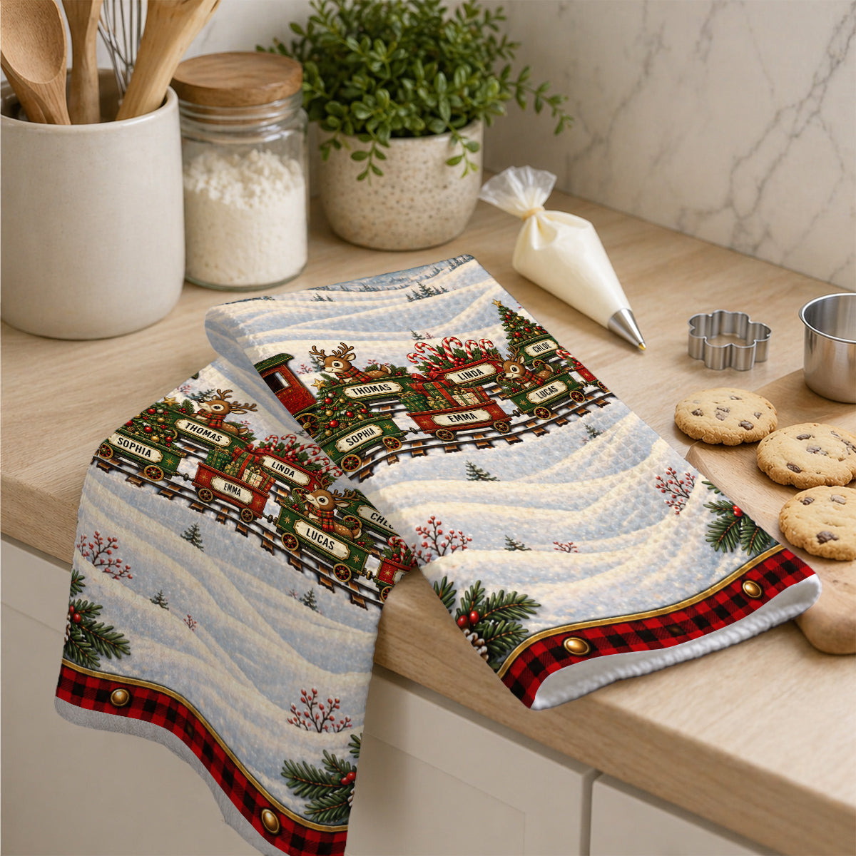 Custom Family Name Kitchen Towel, Christmas Housewarming Gift For Family • Christmas Together - Personalized Kitchen Towel