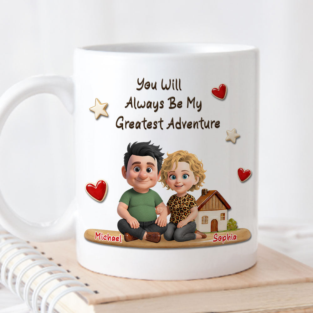 Custom Anniversary Keepsake Gifts For Couple • My Greatest Adventure - Personalized 3D Effect Mug
