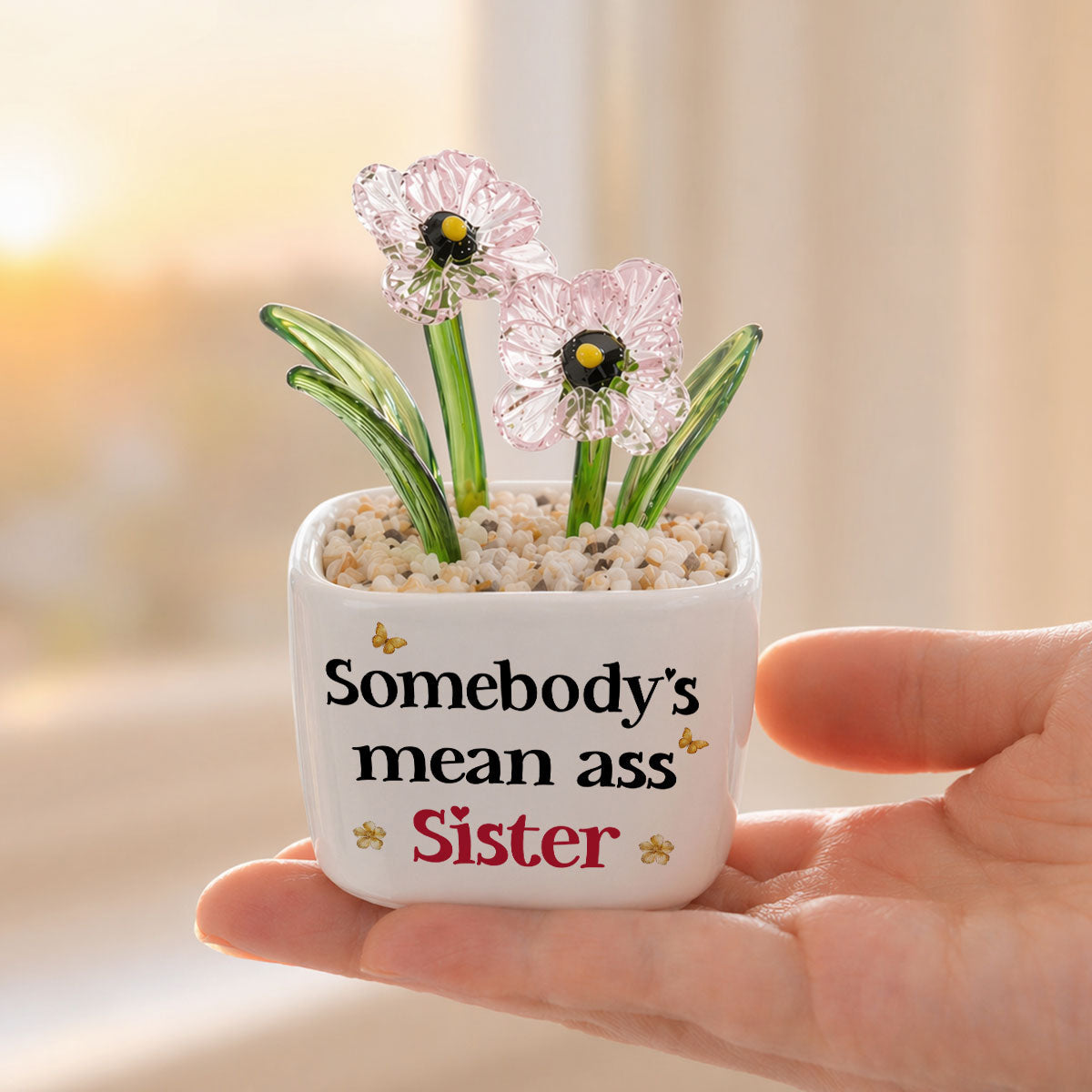 The Mean Ass Sister - Personalized Glass Birth Month Flower