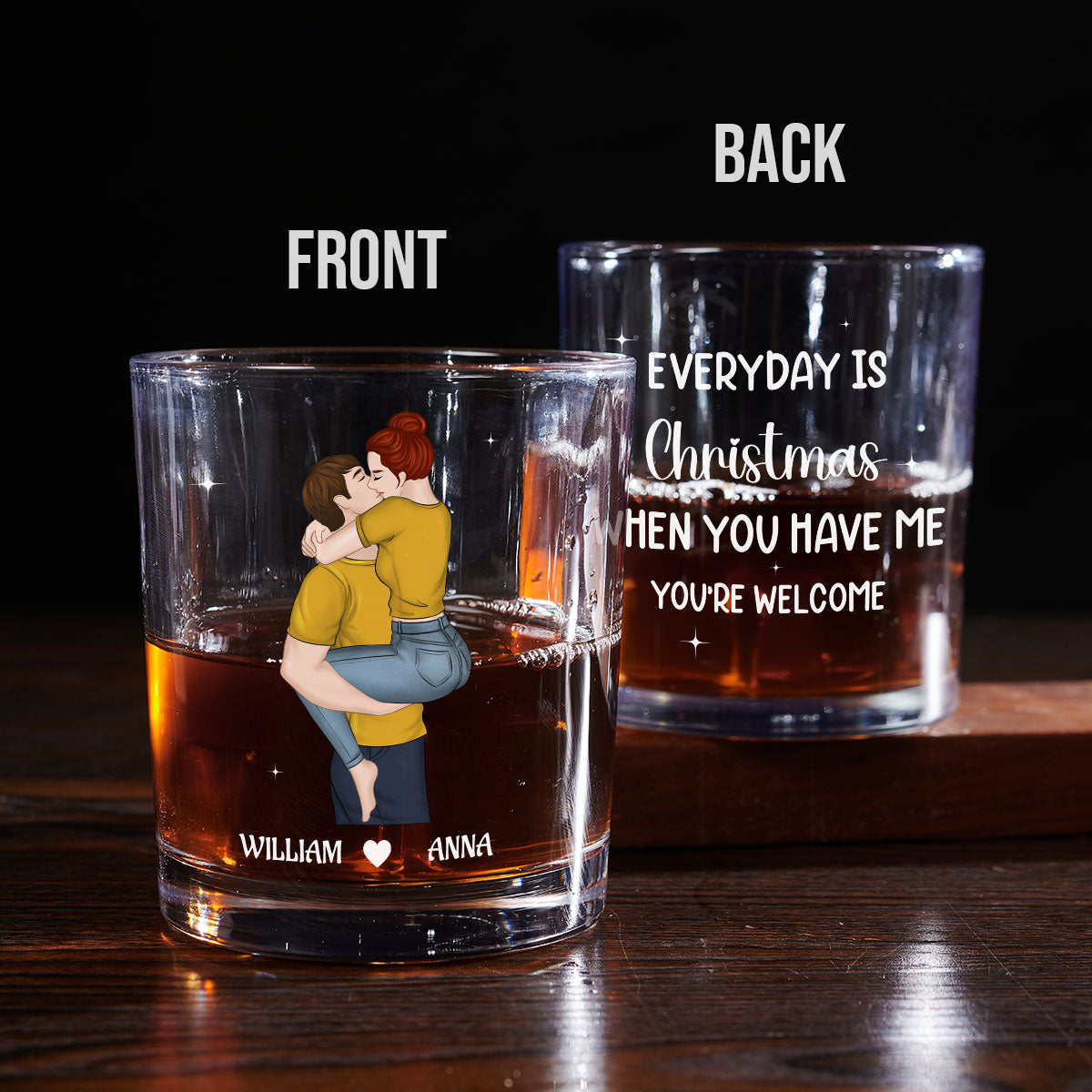 Custom Christmas Anniversary Birthday Drinkware Gifts for Couple • You Have Me - Personalized Whiskey Glass