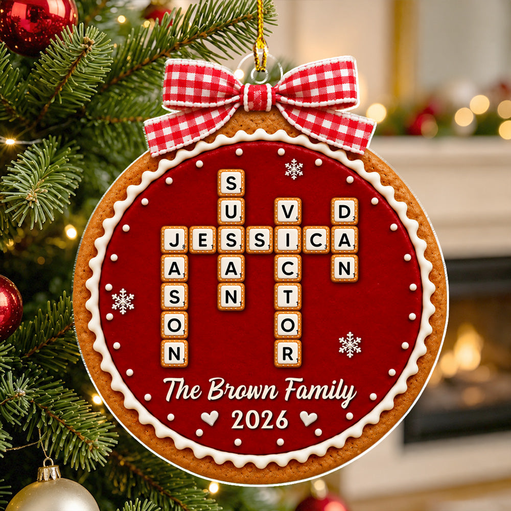 Custom Family Ornament, Christmas Gift for Family Members •  Gingham Jam Grid - Personalized Acrylic Ornament