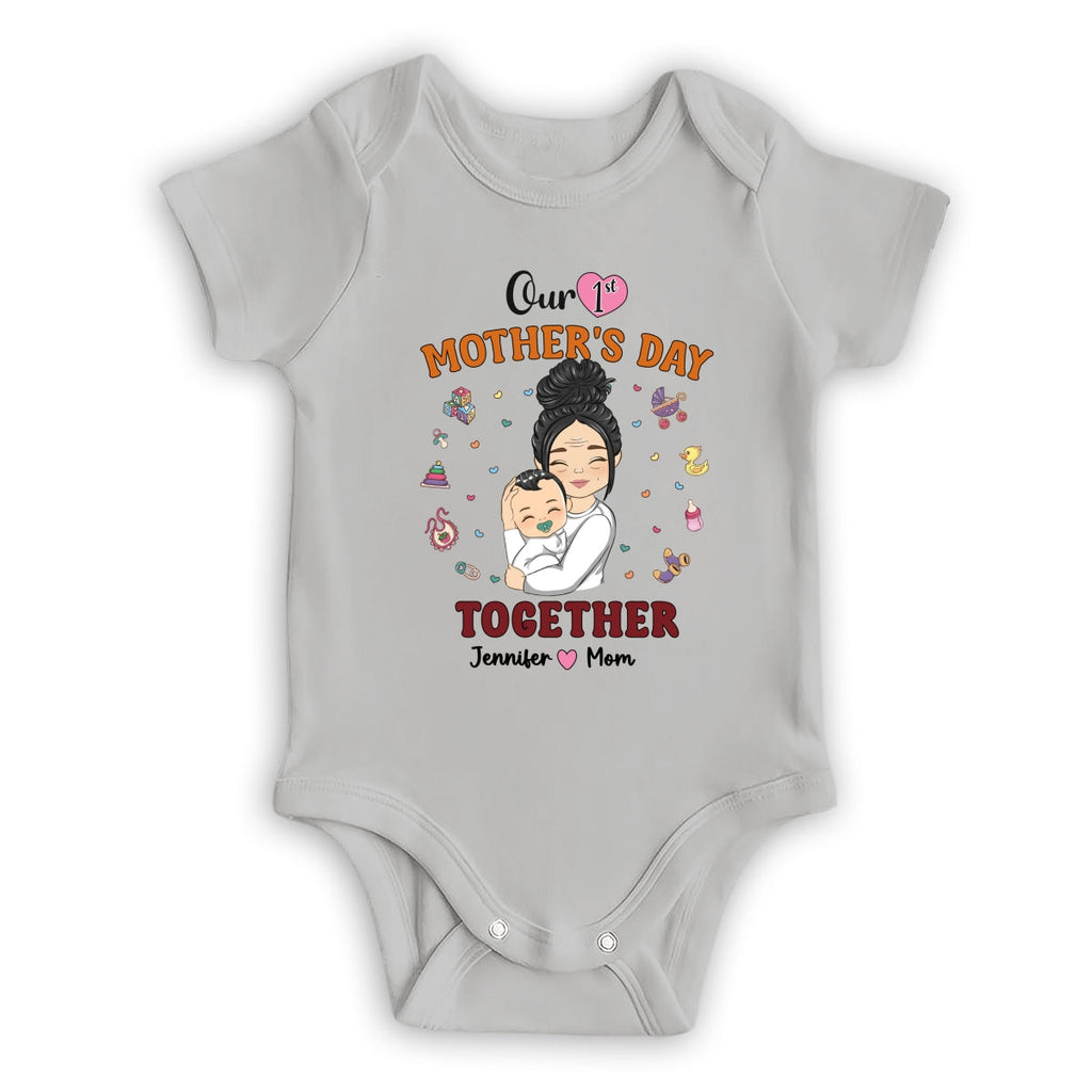 Custom Christmas & Birthday Keepsake Gift • 1st Mothers Day Together - Personalized T-shirt And Onesie