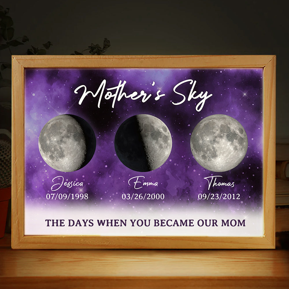 The Moon When You Become Mom - Personalized Frame Light Box