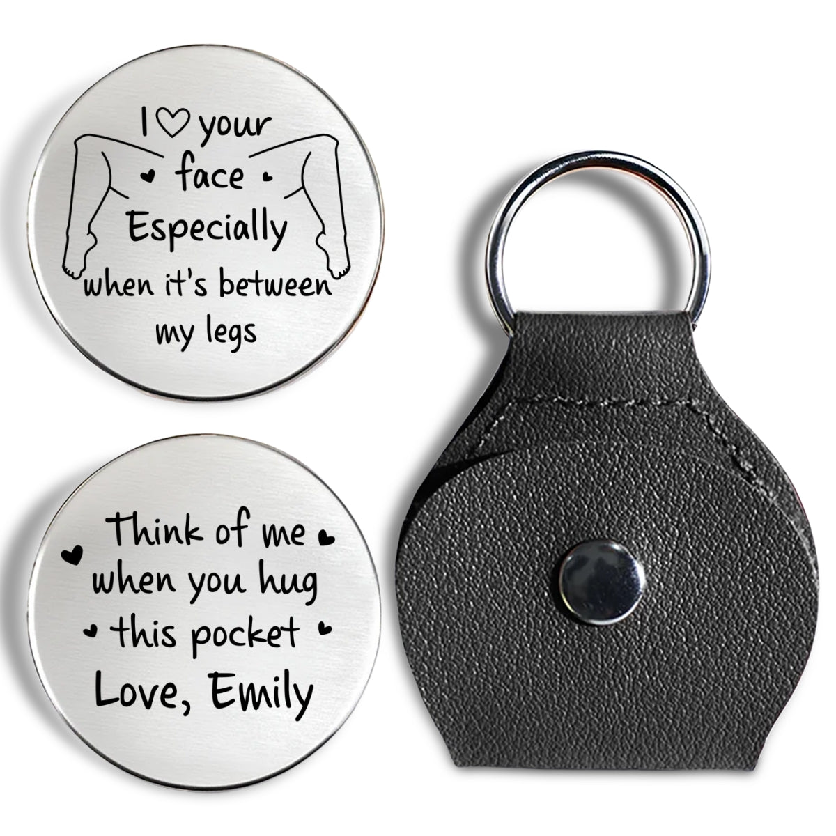 Custom Coin Keychain for Husband, Couple Anniversary Valentine's Day Gifts • Think Of Me - Personalized Pocket Hug