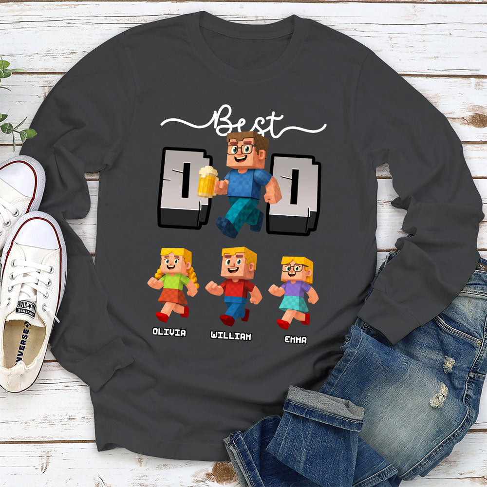 Custom Father's Day, Special Gift for Dad & Grandpa • Blocky Dad Love - Personalized Shirt