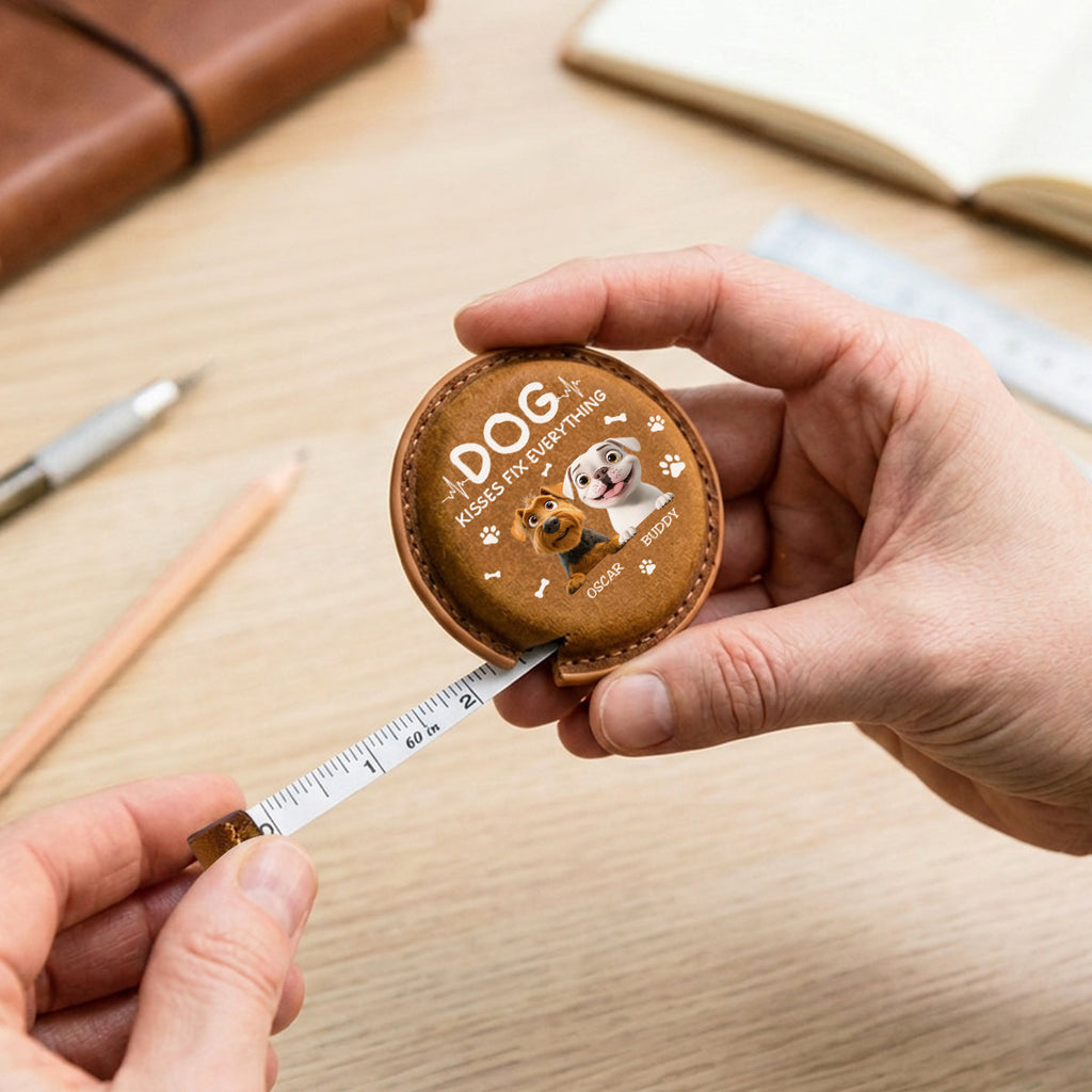 Dog Kisses - Personalized Leather Tape Measure