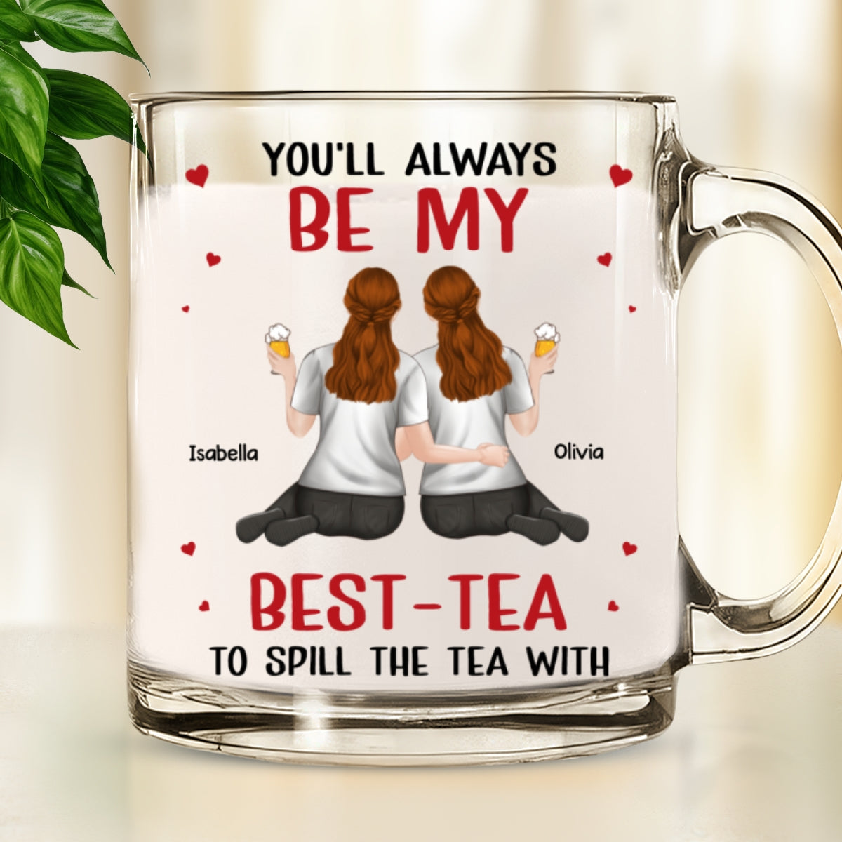 Custom Best Friend, Christmas & Birthday Friendship Keepsake Gift • Be My Best Tea - Personalized Glass Mug