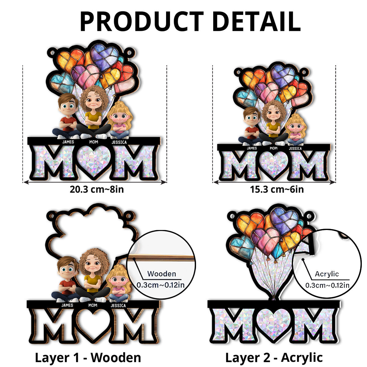 Custom Hanging Decor, Birthday Housewarming Gift • We Love You Mom - Personalized Suncatcher