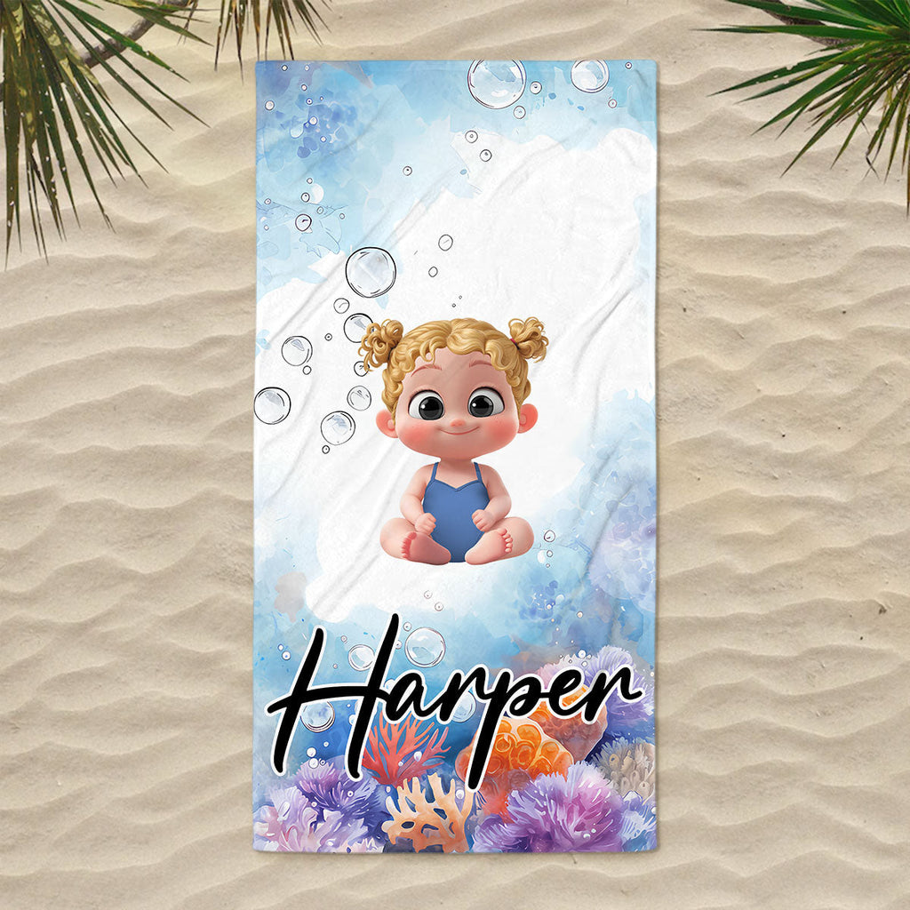 Cartoon Scuba Diver - Personalized Beach Towel