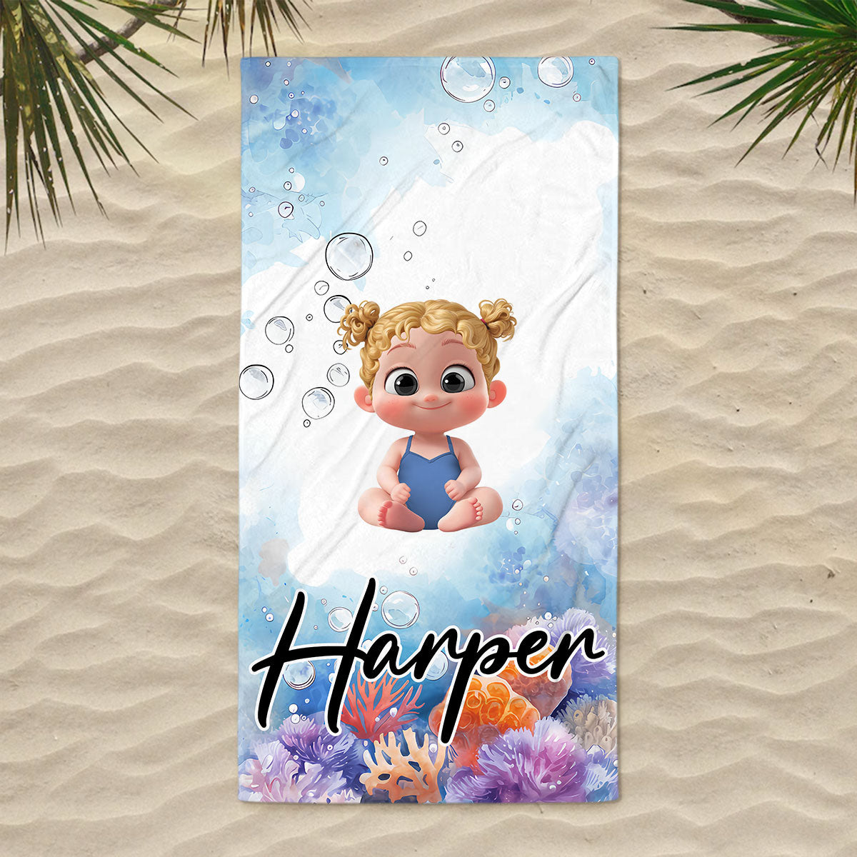 Cartoon Scuba Diver - Personalized Beach Towel