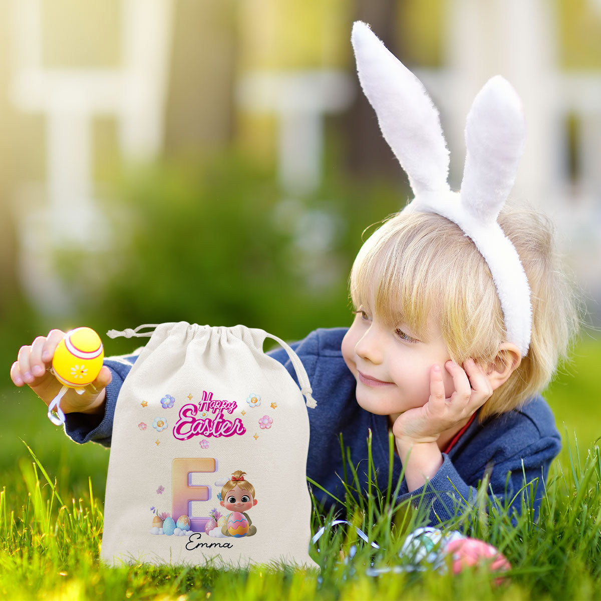 Easter Joy And Bunny Hugs - Personalized Favor Bag