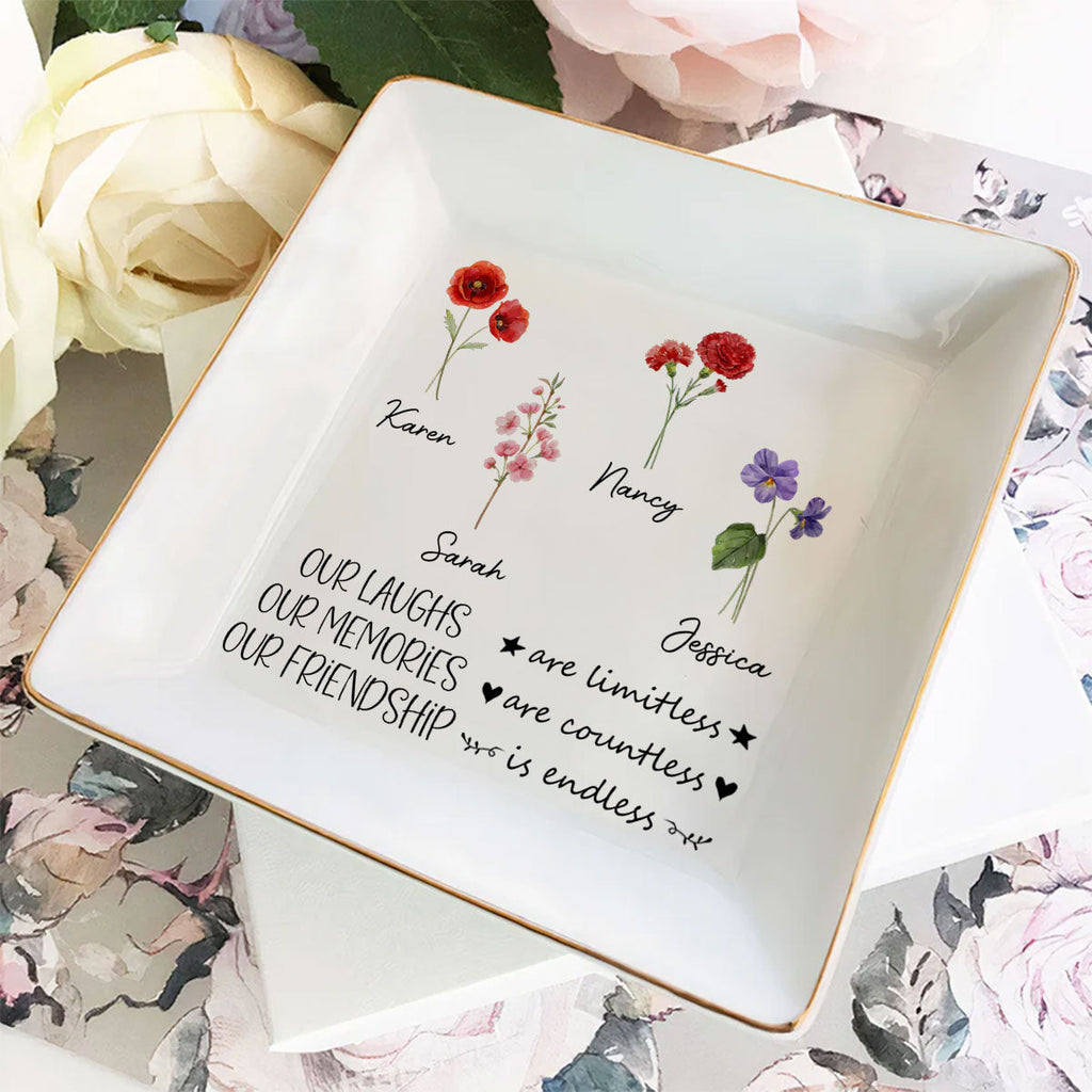 Custom Bestie Trinket Dish, Birthday Christmas Gift For Best Friend • Friendship - Personalized Jewelry Dish