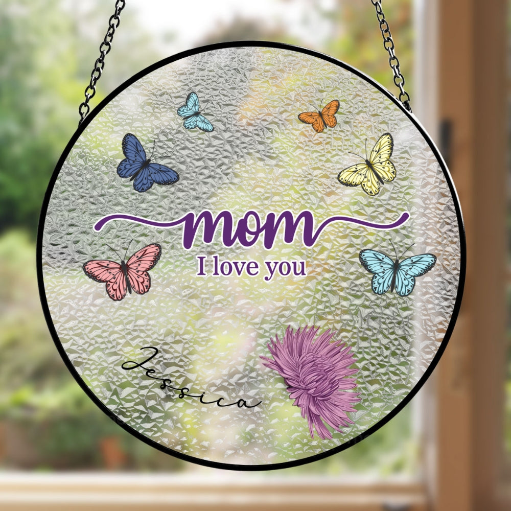 Custom Name Hanging Decor for Mom Daughter, Mother's Day Gifts • Mom You Brighten My Life - Personalized Window Hanging Suncatcher