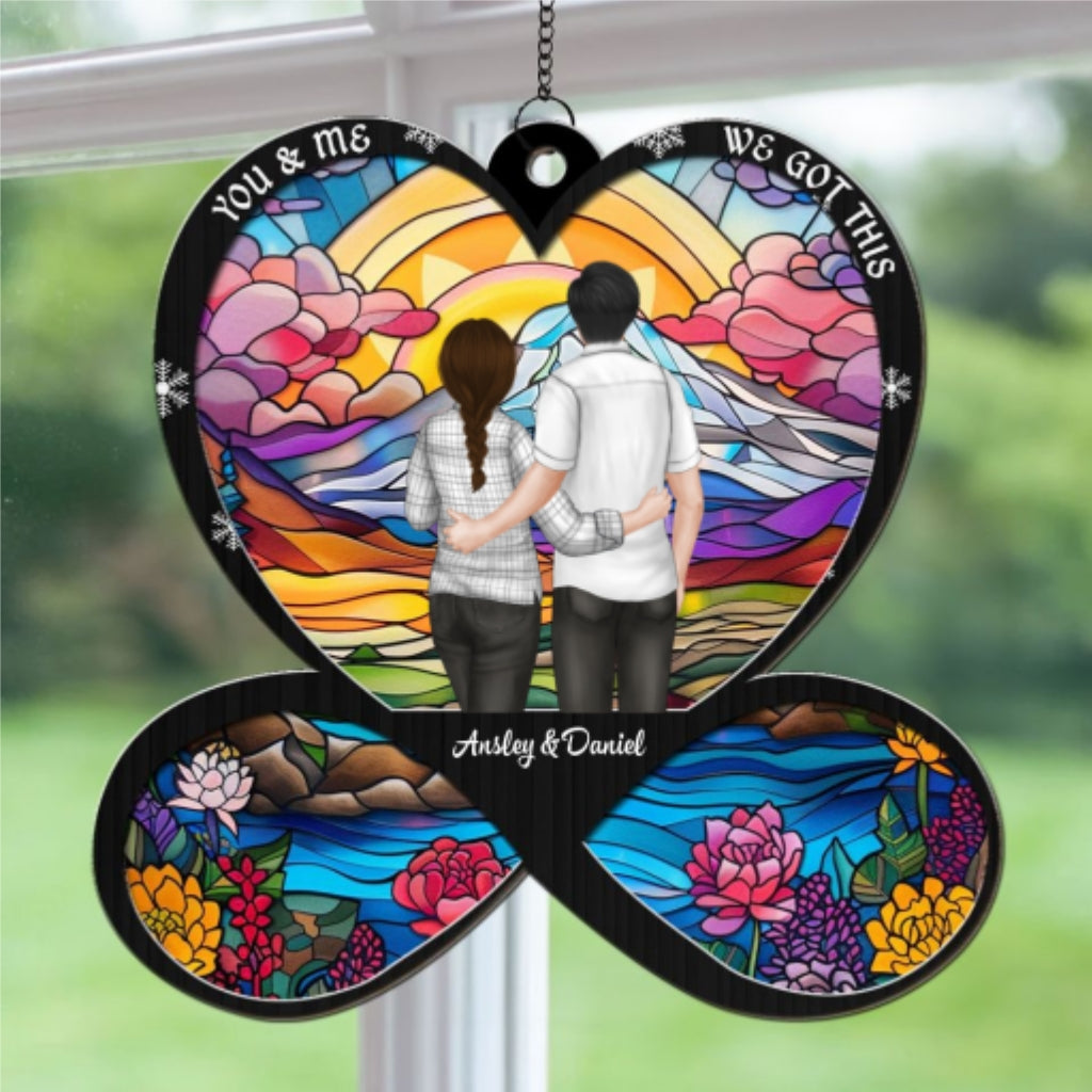 Custom Christmas Couple Hanging Decor, Anniversary Wedding Gifts • We Got This - Personalized Suncatcher