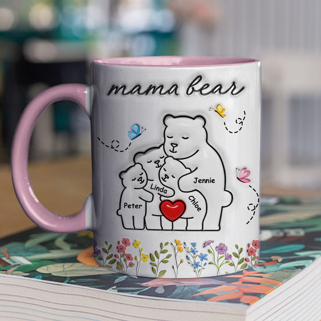Custom Mother's Day Gift for Mom & Grandma • Mama Bear New Style - Personalized 3D Inflated Effect Accent Mug