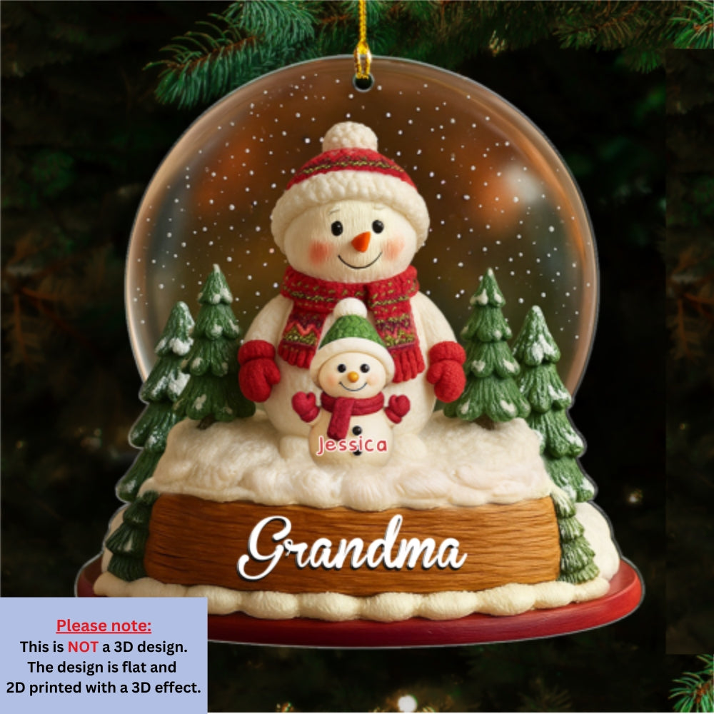Custom Family Ornament, Christmas Gift for Family Members •  Snowman Grandkids - Personalized Acrylic Ornament