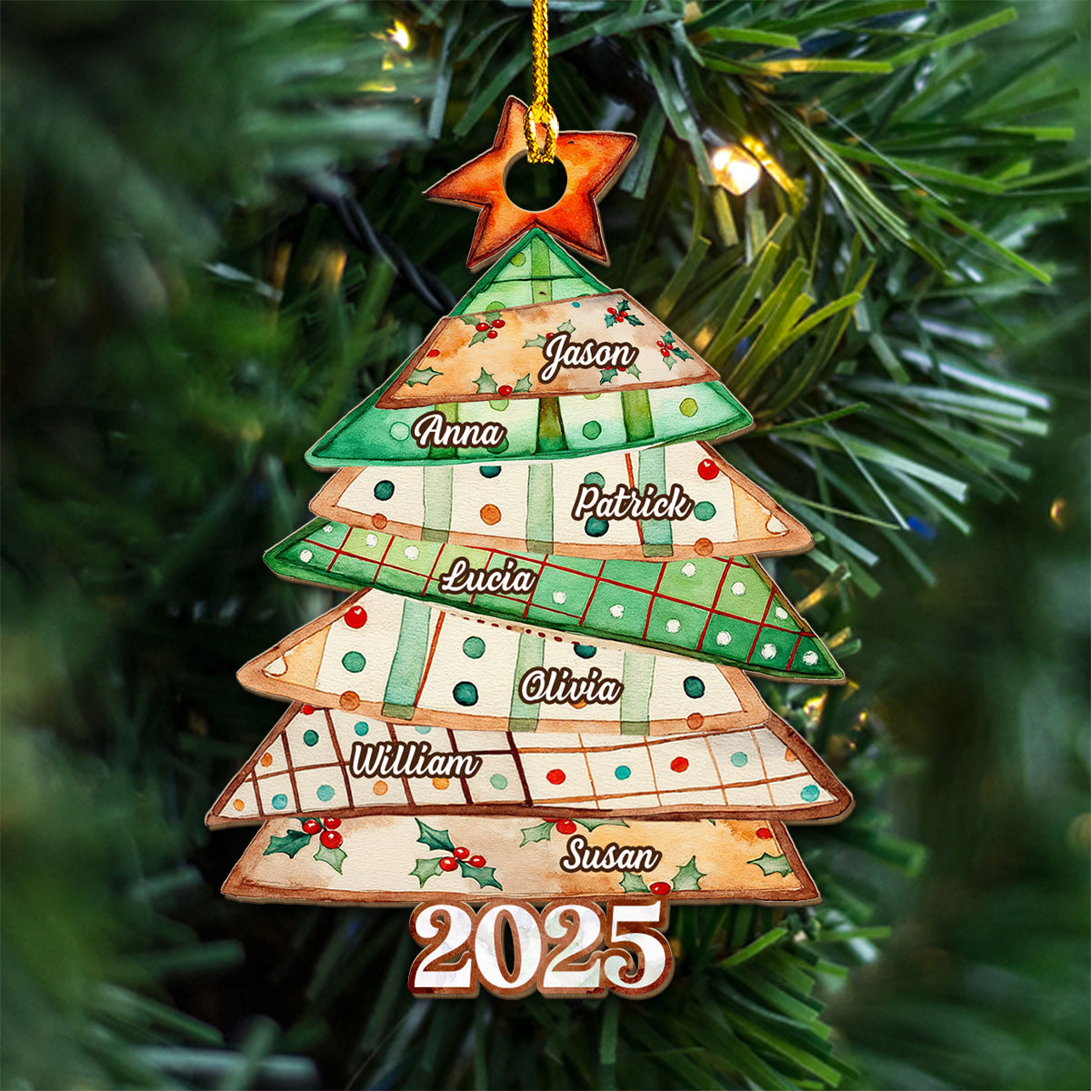 Custom Family Ornament, Christmas Gift for Family Members •  Family Is Like A Patchwork Quilt - Personalized Wood Ornament