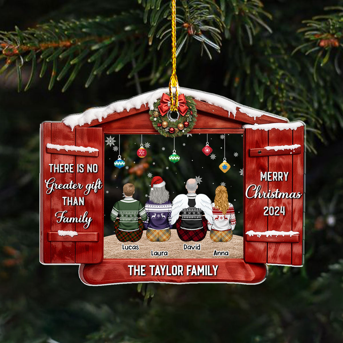 Custom Family Ornament, Christmas Gift for Family Members •  There Is No Greater Gift - Personalized Acrylic Ornament