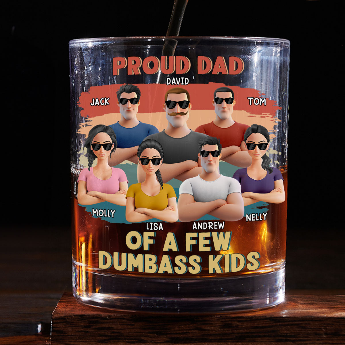 Custom Father's Day Birthday Gifts for Dad • Proud Dad Of A Few Crazy Kids - Personalized Whiskey Glass