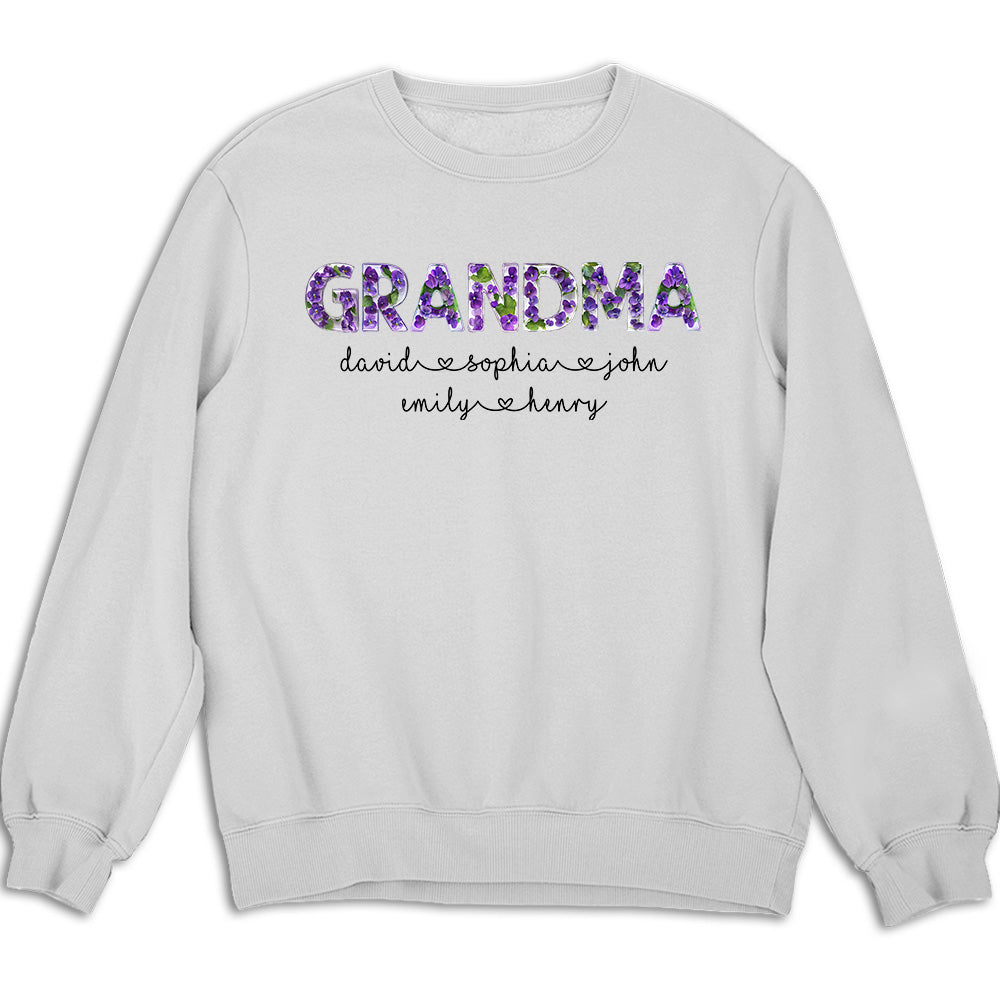 Custom Christmas & Birthday Gift for Grandma • Grandma Birth Month Flower - Personalized Shirt