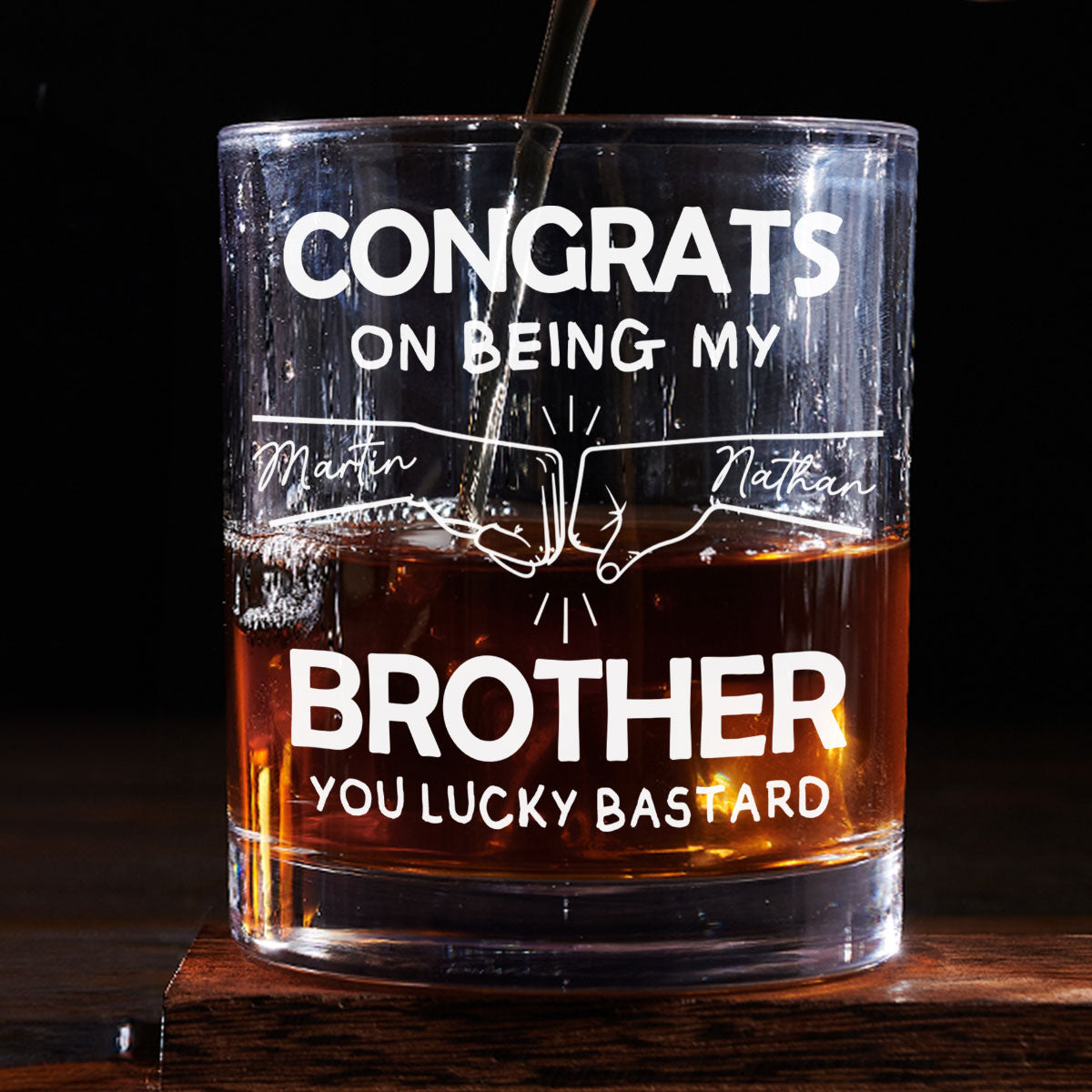 Custom Christmas Birthday Drinkware Gifts for Brother • Congrats On Being My Brother - Personalized Whiskey Glass