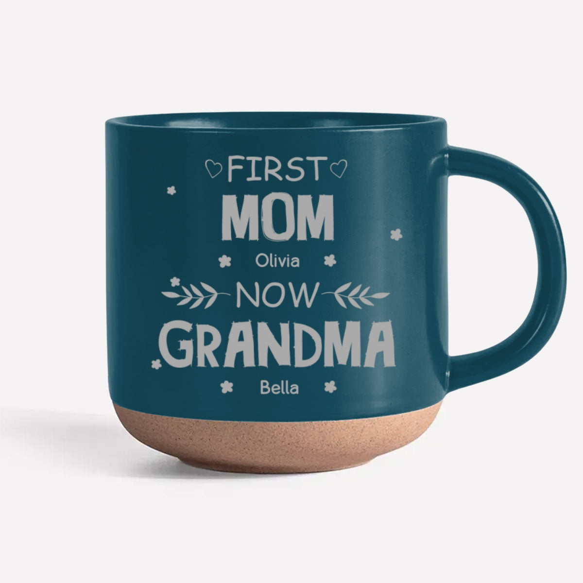 Custom Christmas & Birthday Gift for Mom • First Mom Now Grandma - Personalized Engraved Pottery Mug
