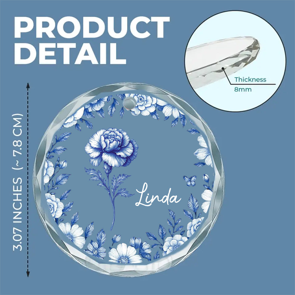 Custom Keepsake Christmas Ornament •  Friends Are Flowers That Never Fade Toile - Personalized Glass Ornament