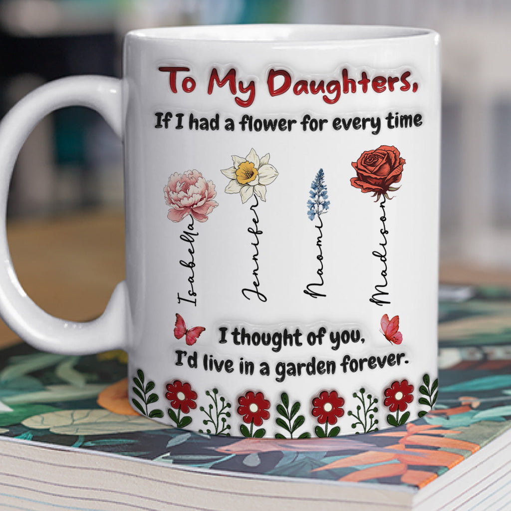Custom Mother's Day Gift for Daughter • Life Is Sweeter With Daughters - Personalized 3D Inflated Effect Mug