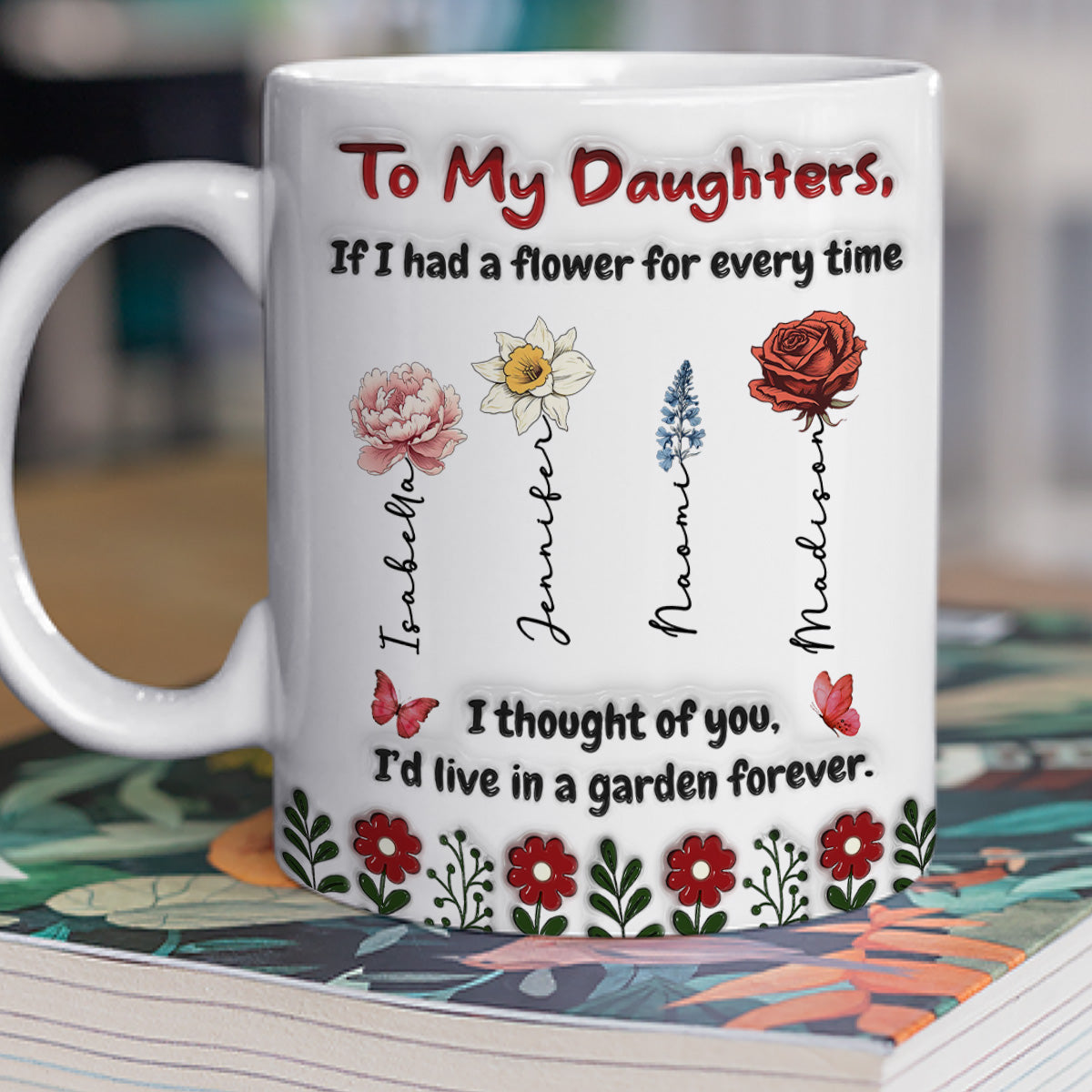 Custom Mother's Day Gift for Daughter • Life Is Sweeter With Daughters - Personalized 3D Inflated Effect Mug