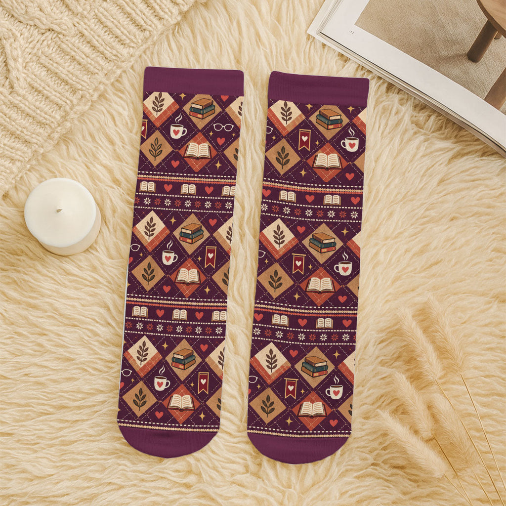 Custom Christmas Birthday Gift For Book Lovers, Bookworms, Readers • I Am Reading - Personalized Crew Socks