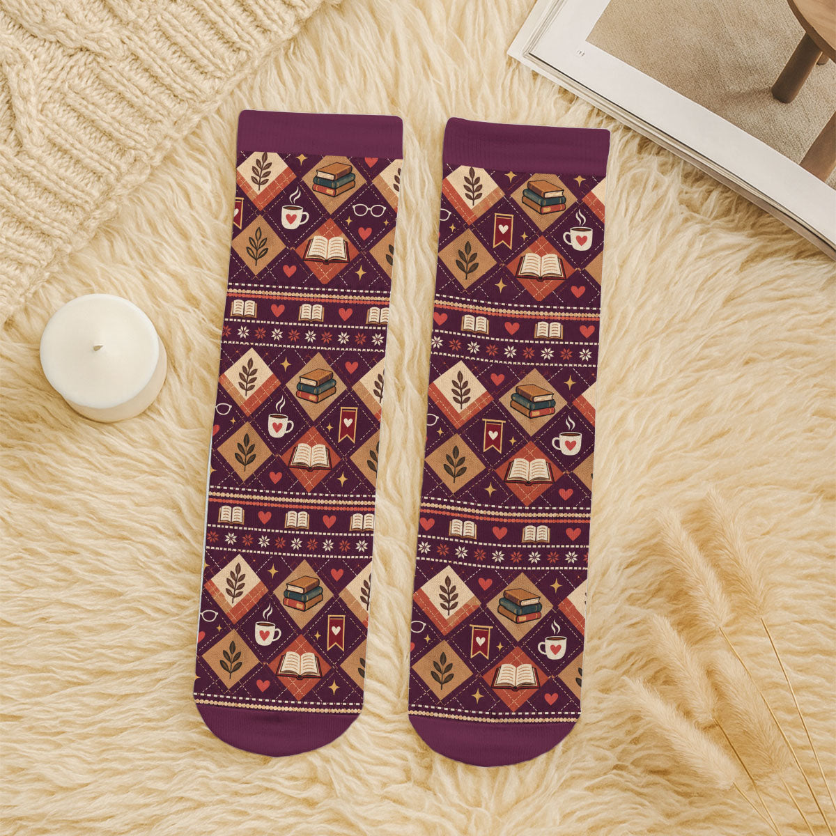 Custom Christmas Birthday Gift For Book Lovers, Bookworms, Readers • I Am Reading - Personalized Crew Socks