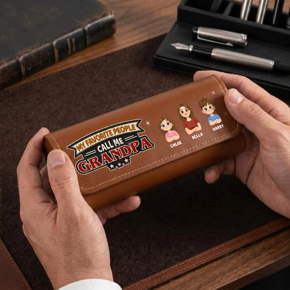 My Favorite People Call Me - Personalized Leather Eyeglass Case