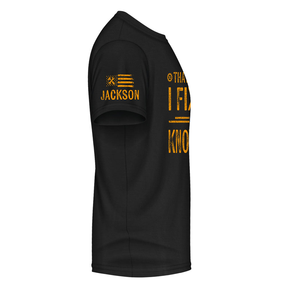 Custom Christmas & Birthday Gift for Dad, Grandpa • I Fix Sht - Personalized Shirt With Design On Sleeve