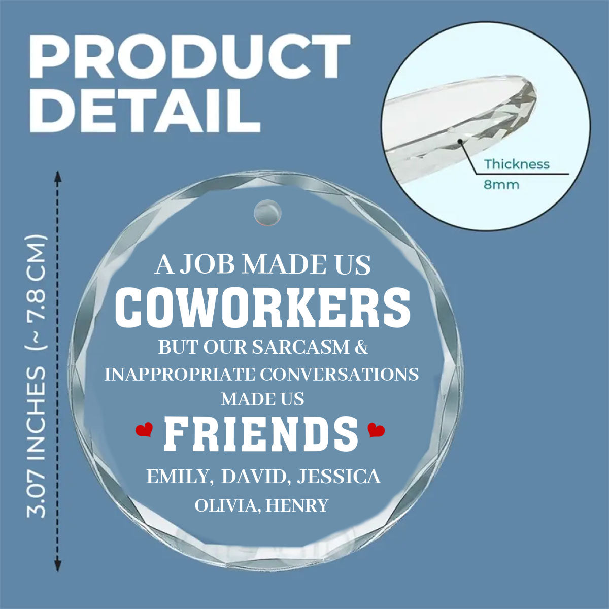 Custom Coworker Christmas Ornament, Team Appreciation Gift •  Made Us Friends - Personalized Glass Ornament