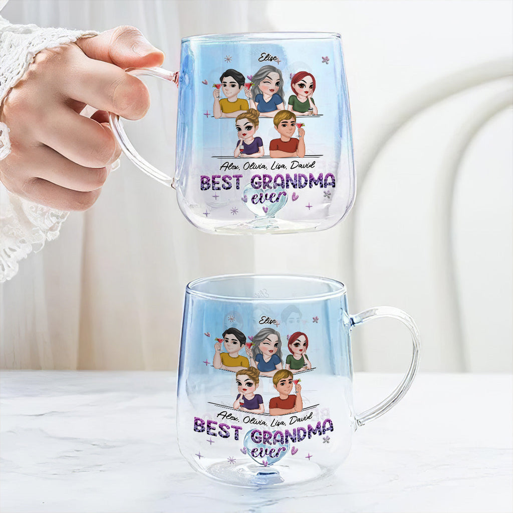 Custom Mother's Day Gift for Mom & Grandma • Best Grandma - Personalized Blue Gradient Glass Mug